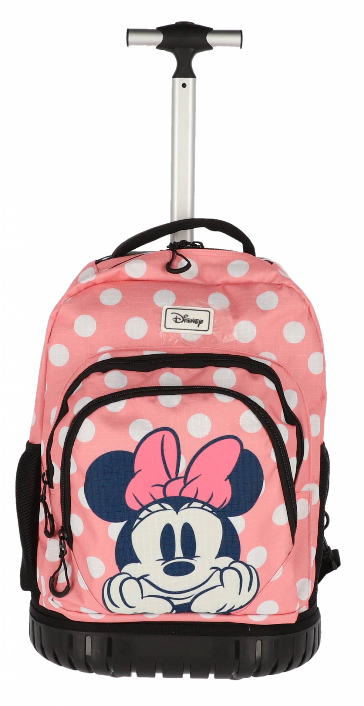 Ghiozdan Troller Scolar, Minnie Mouse, 3 Compartimente, 2 Buzunare Roz, 32cm x 47cm x 27cm